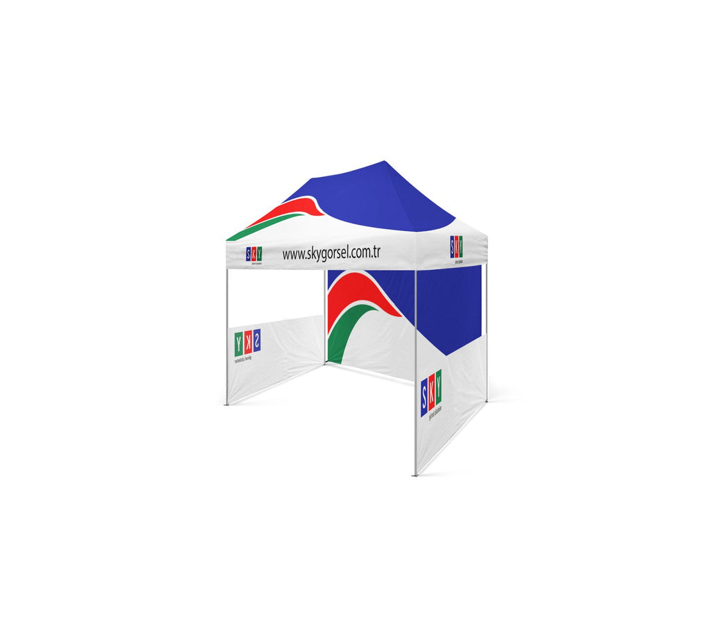 2x3 Gazebo Baskılı Tavan 1 Adet Tam Duvar 2 Adet Yarım Duvar Baskılı Model