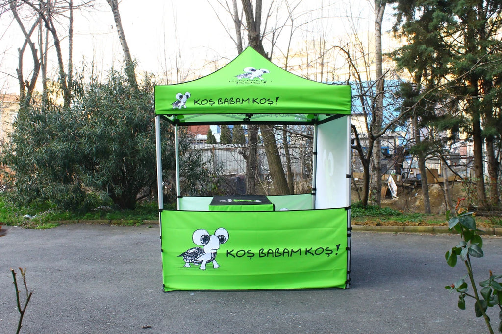 2x3 Gazebo Baskılı Tavan 1 Adet Tam Duvar 2 Adet Yarım Duvar Baskılı Model