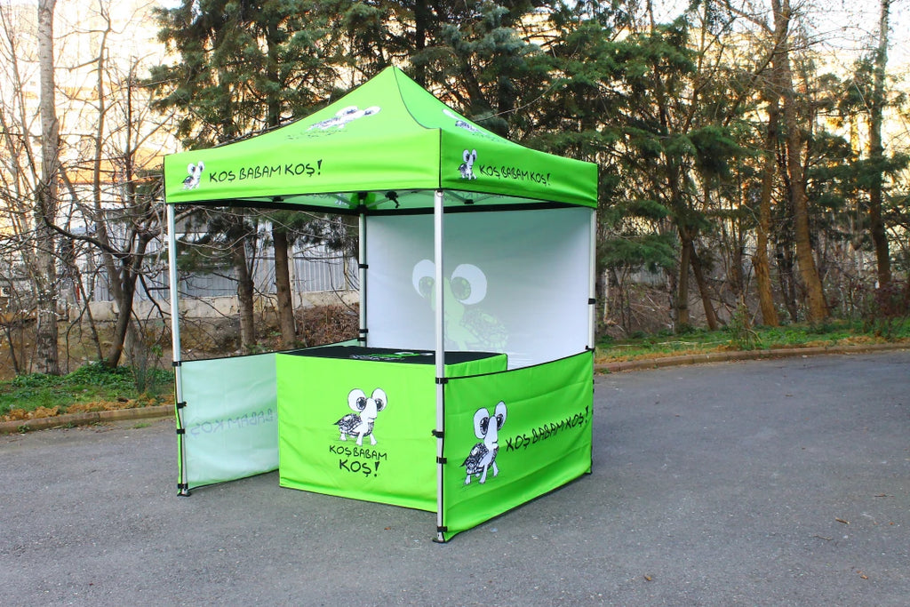 2x2 Gazebo Baskılı Tavan 1 Adet Tam Duvar 2 Adet Yarım Baskılı Duvar Model