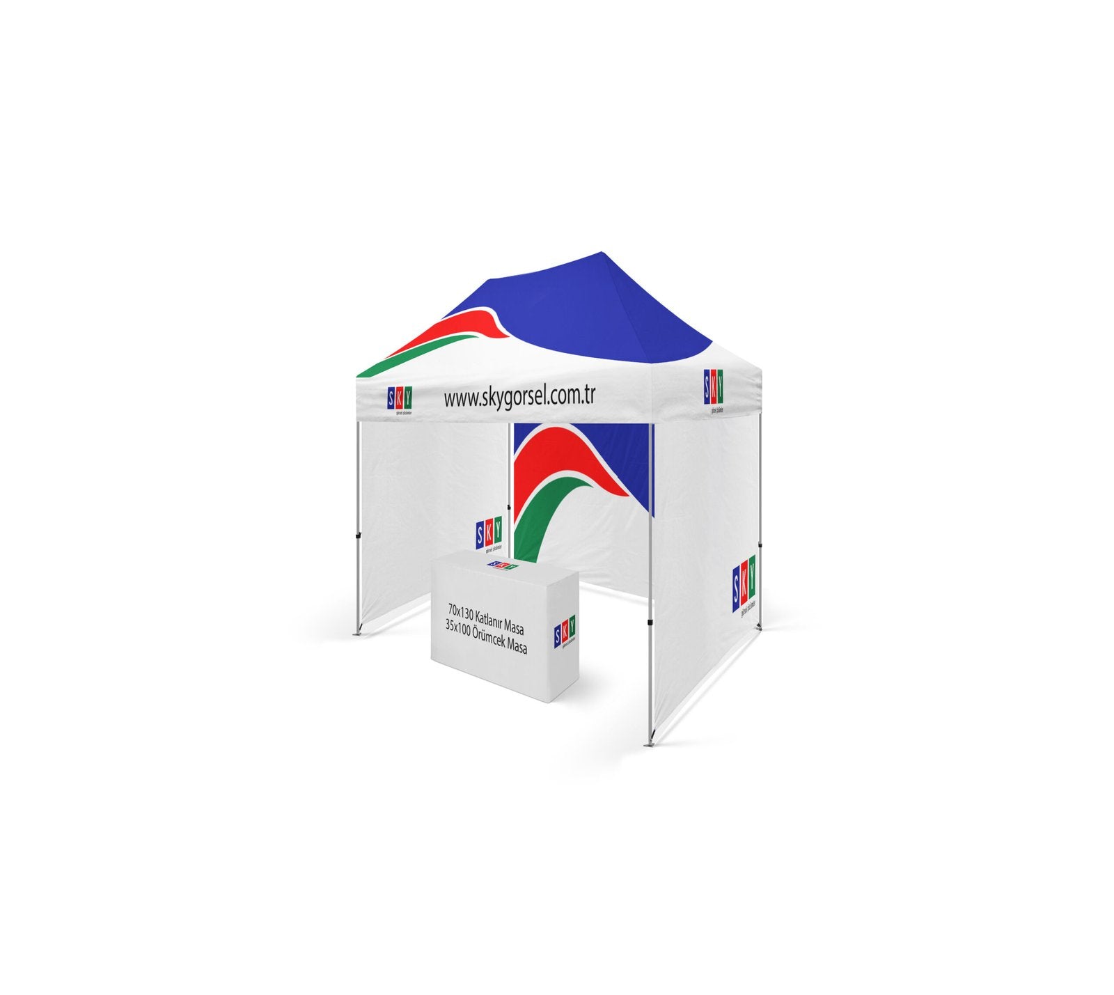 2x3 Gazebo Baskılı Tavan 3 Adet Tam Duvar Baskılı Model